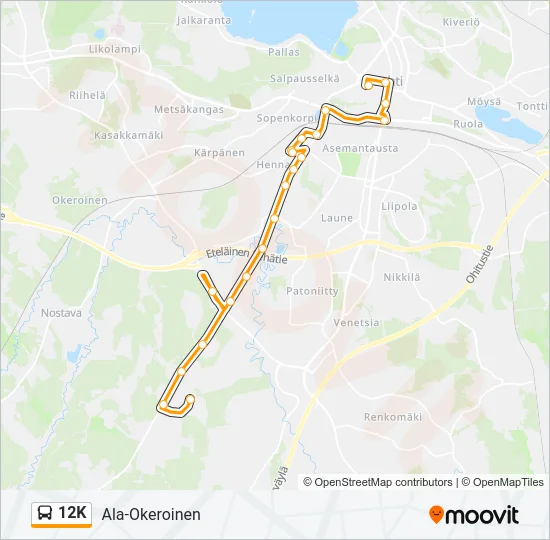 12K Bus Line Map