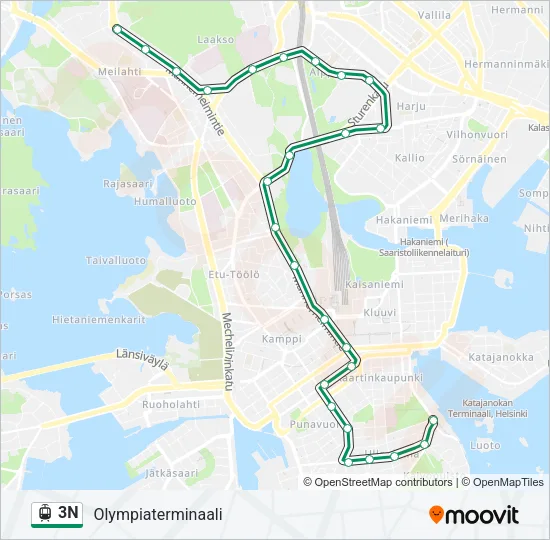3N Tram Line Map