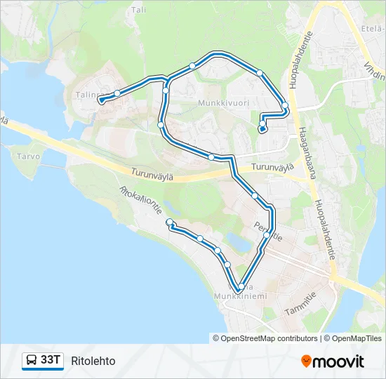 33T Bus Line Map