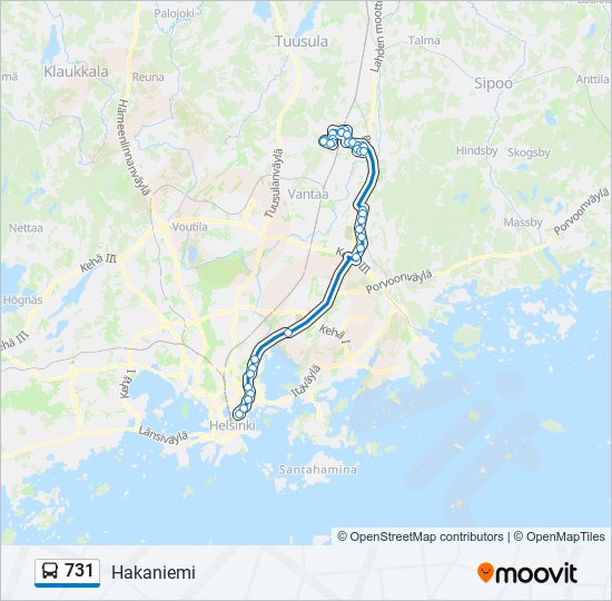 731 bus Line Map