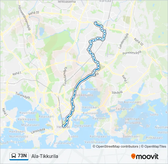 73N Bus Line Map