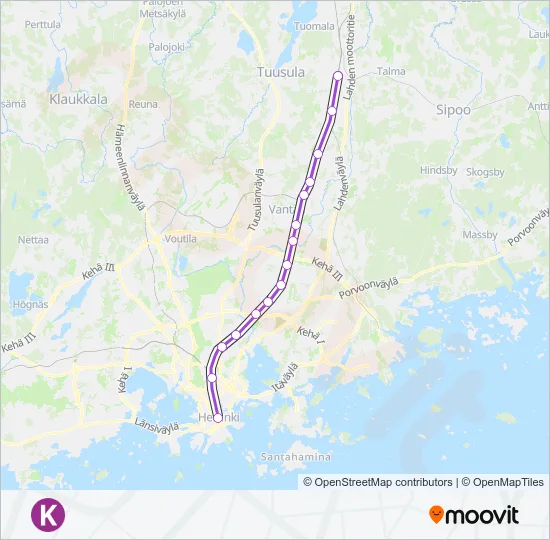 K Train Line Map
