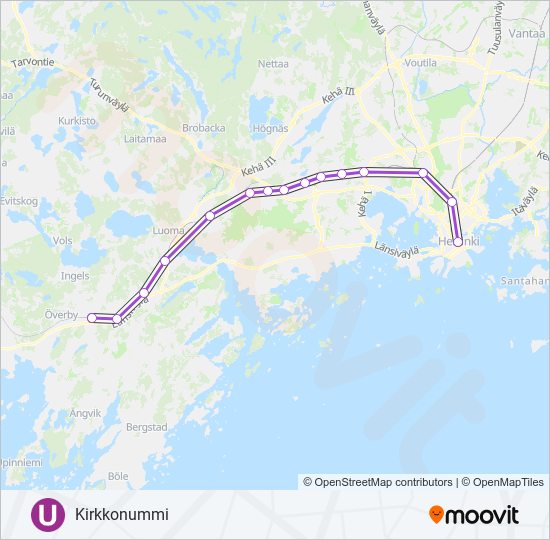 u Route: Schedules, Stops & Maps - Kirkkonummi (Updated)