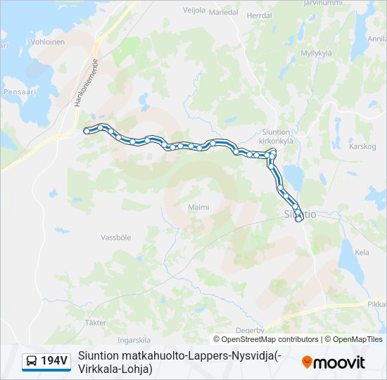 194V bussi -linjakartta