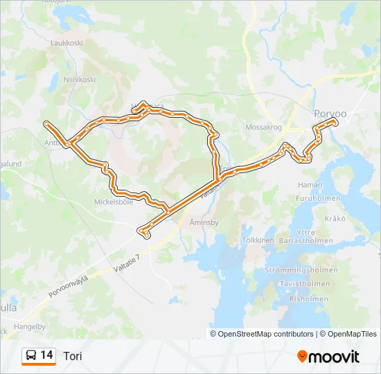 14 Bus Line Map