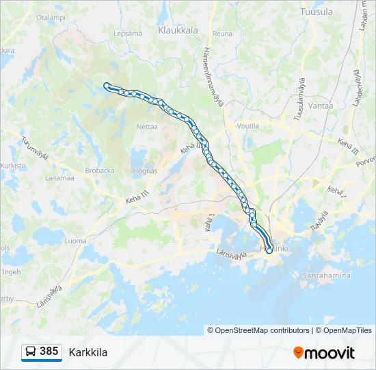 385 Bus Line Map