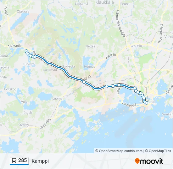 285 Bus Line Map