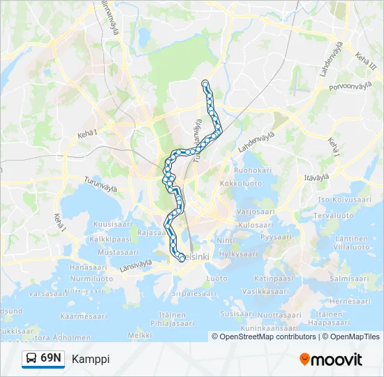 69N Bus Line Map