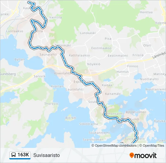 163K Bus Line Map