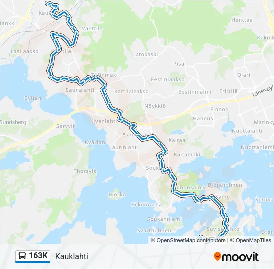 163K Bus Line Map