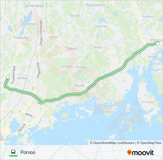 PORVOO-HKI LENTOASEMA Bus Line Map