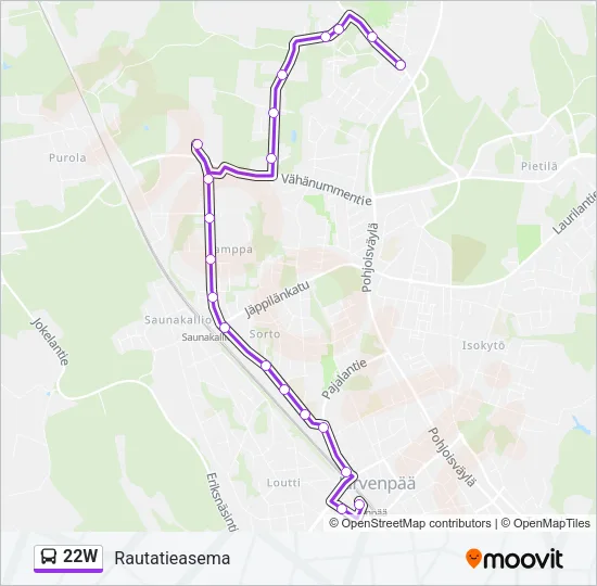 22W Bus Line Map