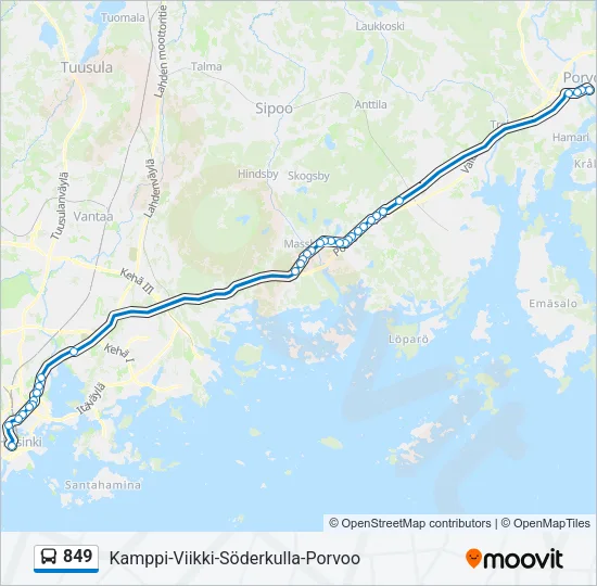 849 Bus Line Map