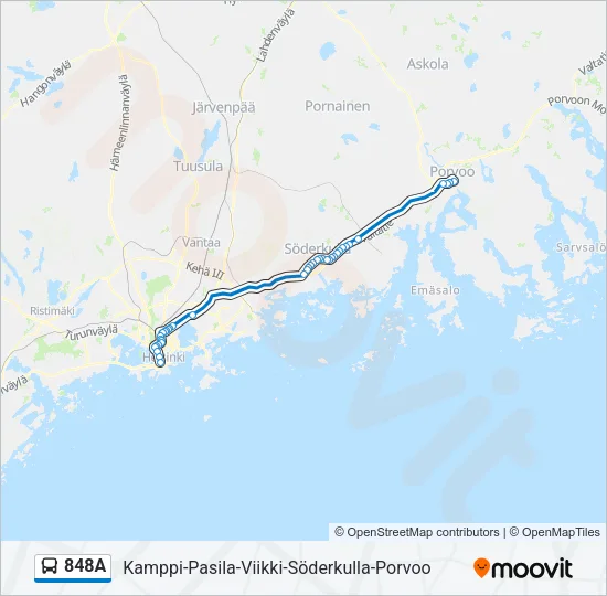 848A Bus Line Map