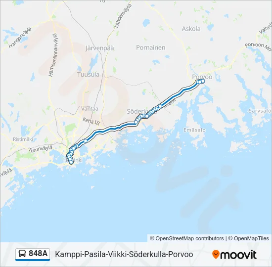 848A Bus Line Map