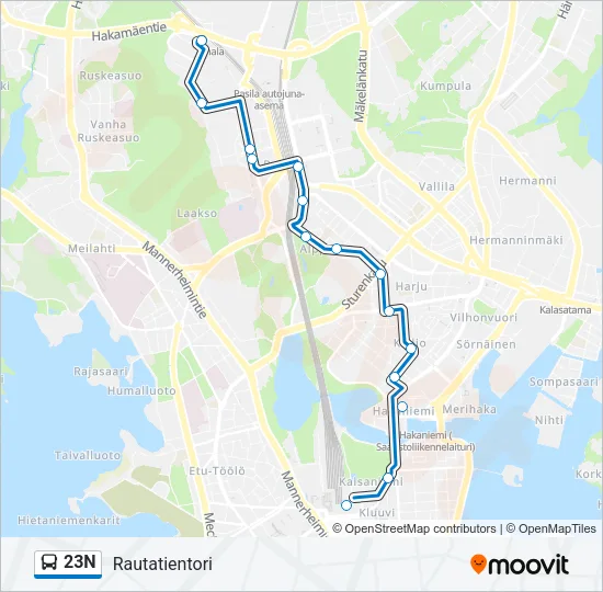23N Bus Line Map