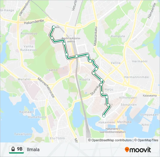 9B Tram Line Map