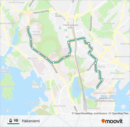 9B Tram Line Map