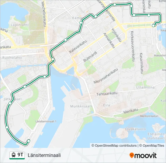 9T Tram Line Map