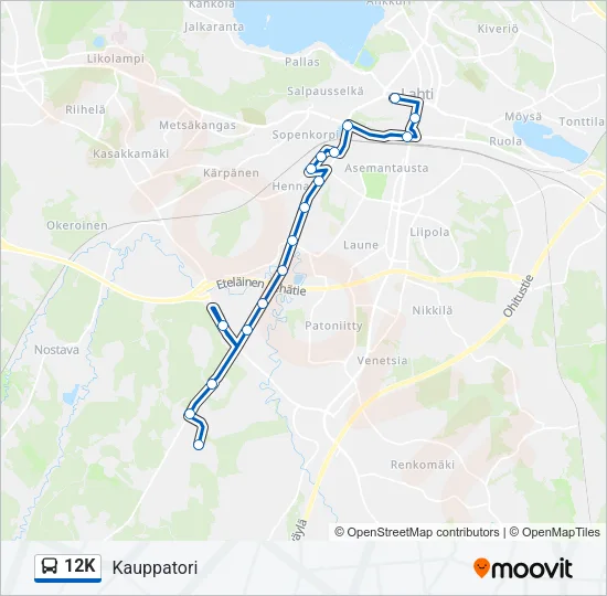 12K Bus Line Map