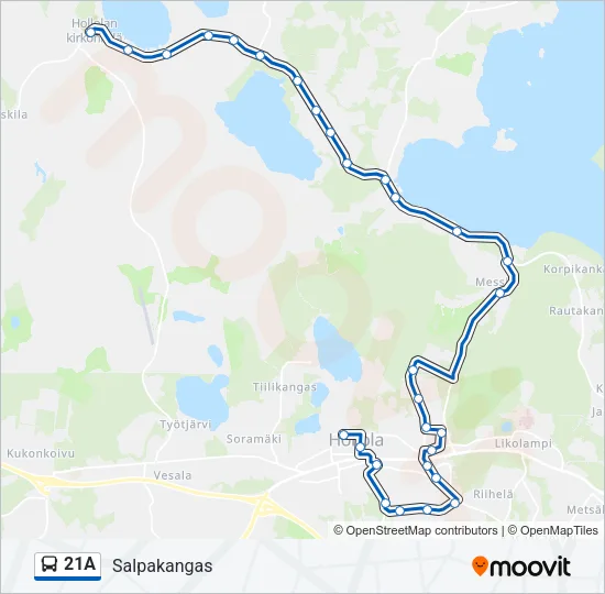 21A Bus Line Map
