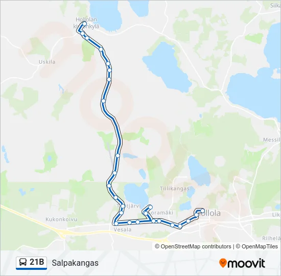 21B Bus Line Map