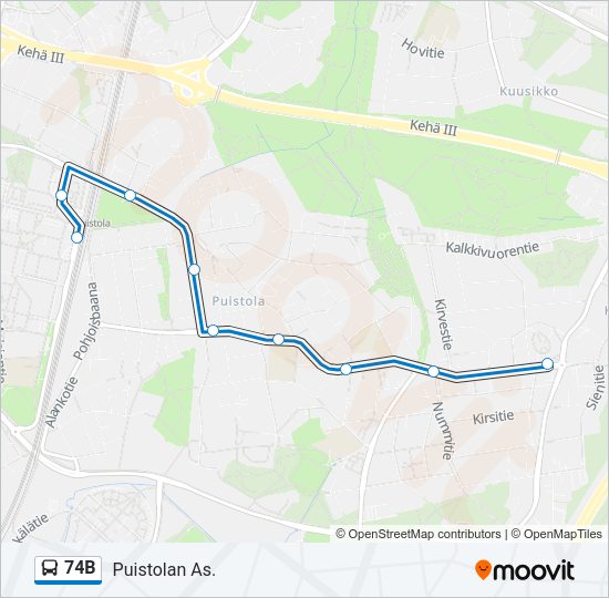 74B Bus Line Map