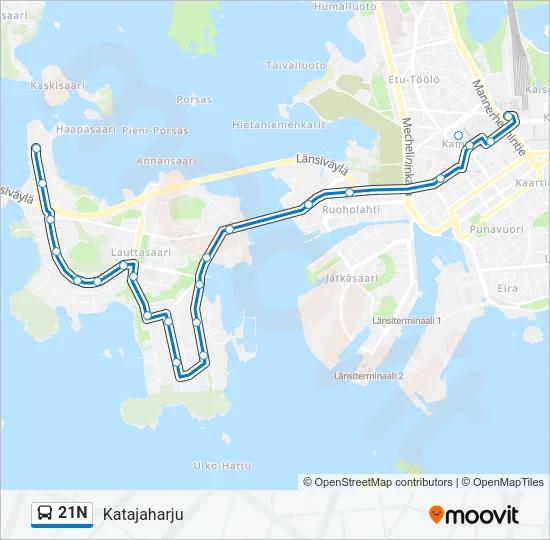 21N Bus Line Map