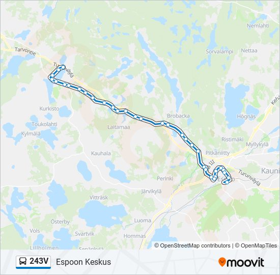 243V bussi -linjakartta