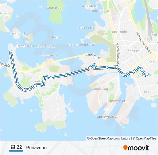 22 Bus Line Map