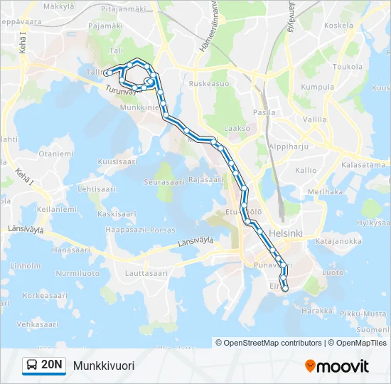 20N Bus Line Map