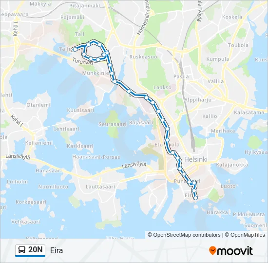 20N Bus Line Map