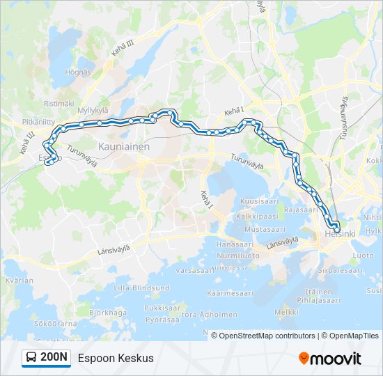 200N Bus Line Map