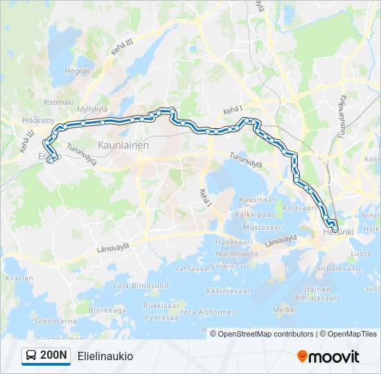 200N Bus Line Map