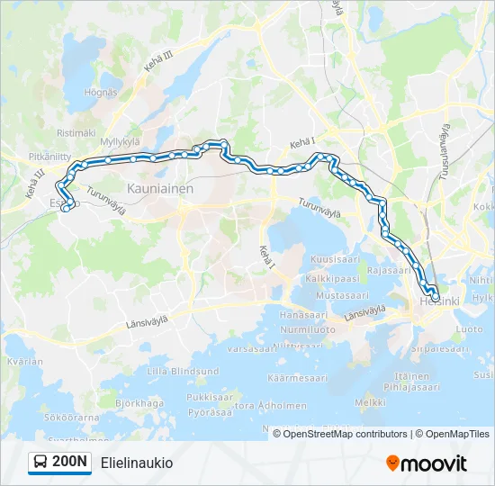 200N Bus Line Map