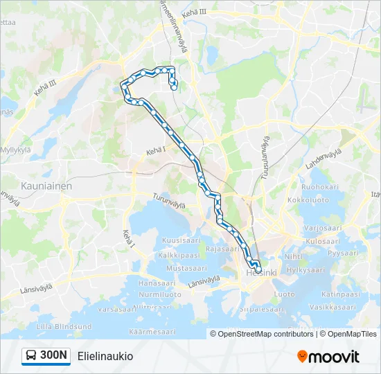 300N Bus Line Map