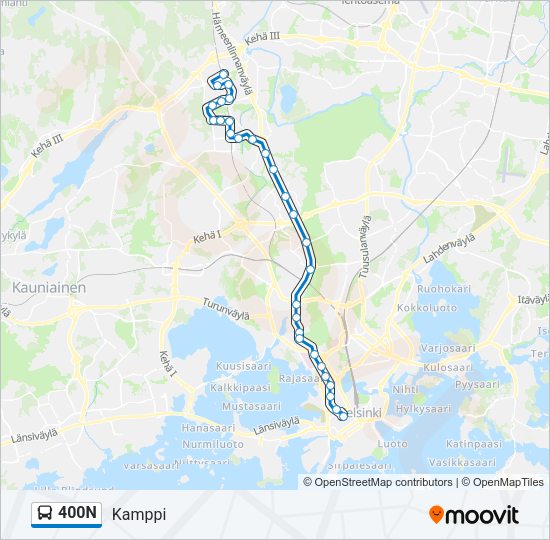 400N Bus Line Map