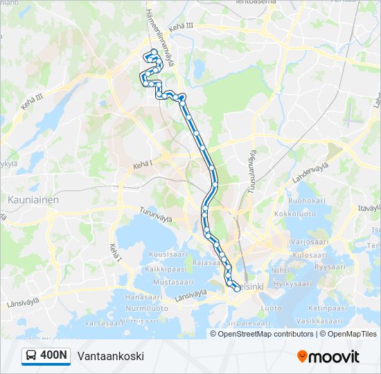 400N Bus Line Map
