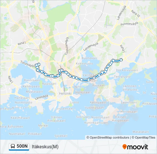 500N Bus Line Map