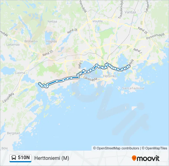 510N Bus Line Map