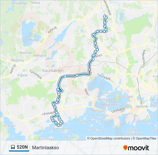 520N Bus Line Map