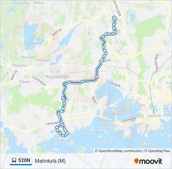 520N Bus Line Map