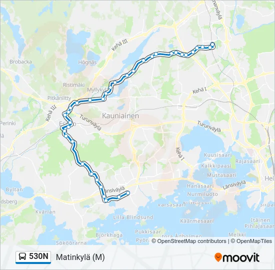 530N Bus Line Map