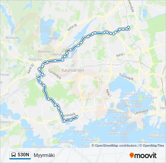 530N Bus Line Map