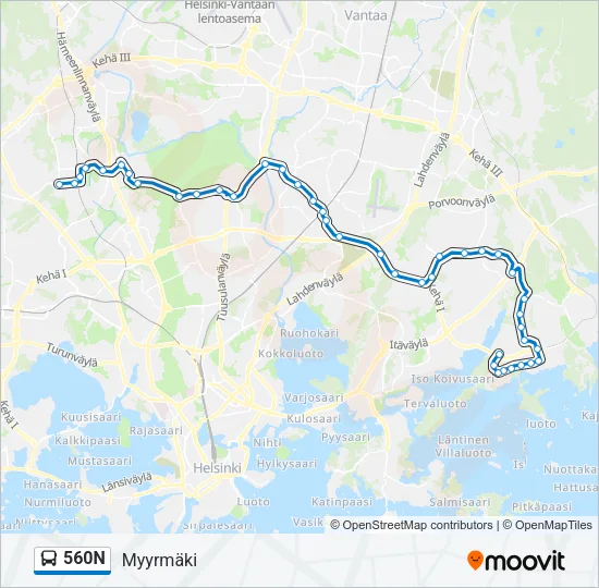 560N Bus Line Map