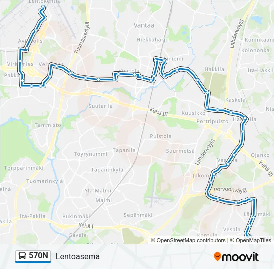 570N Bus Line Map