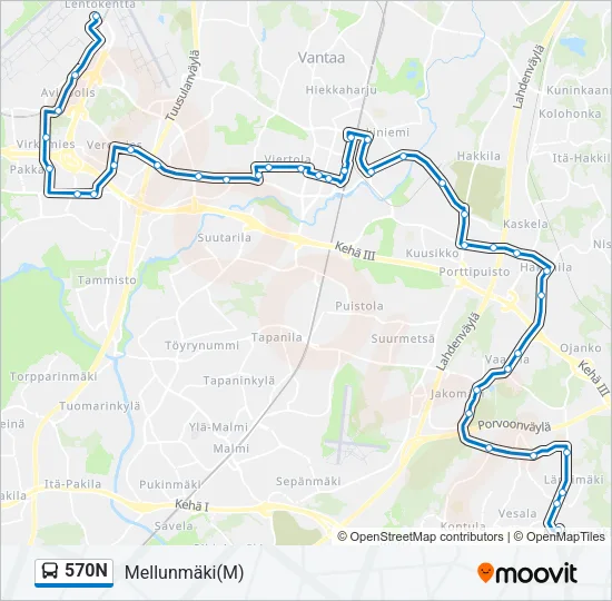 570N Bus Line Map