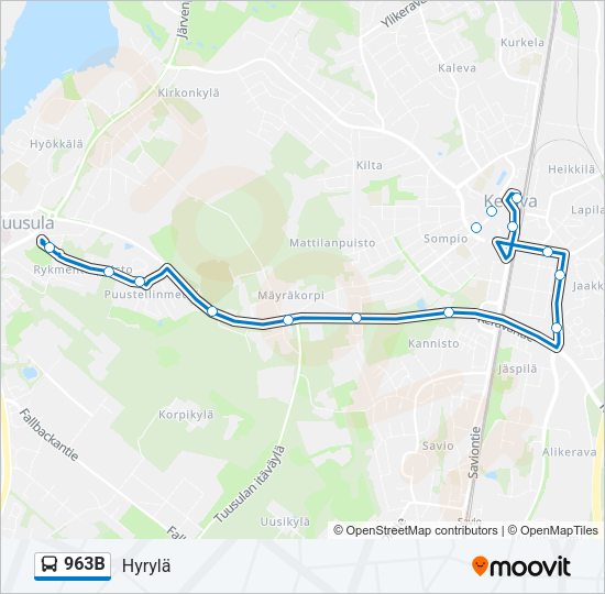963B Bus Line Map