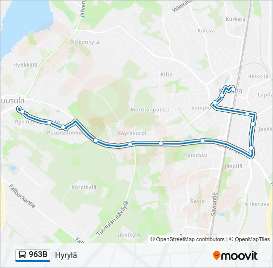 963B Bus Line Map