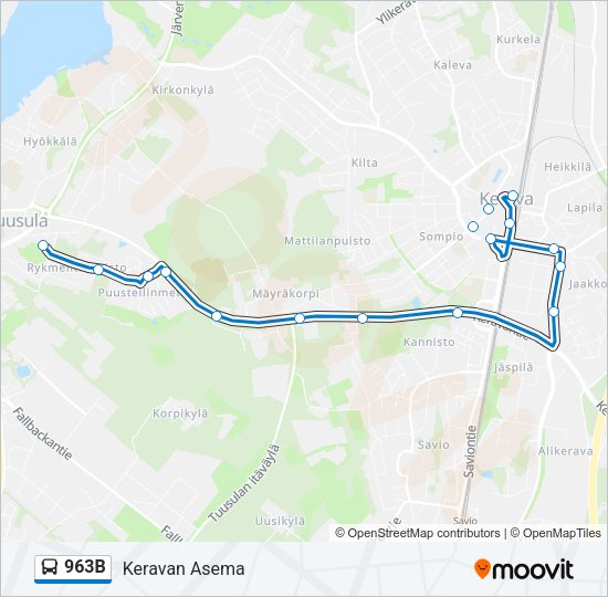963B Bus Line Map